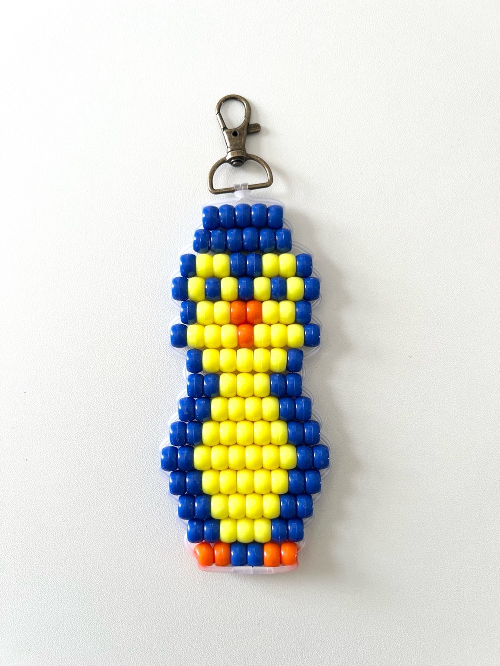 Handmade Pony Bead Penguin Keychain | Colorful Beaded Bag Charm
